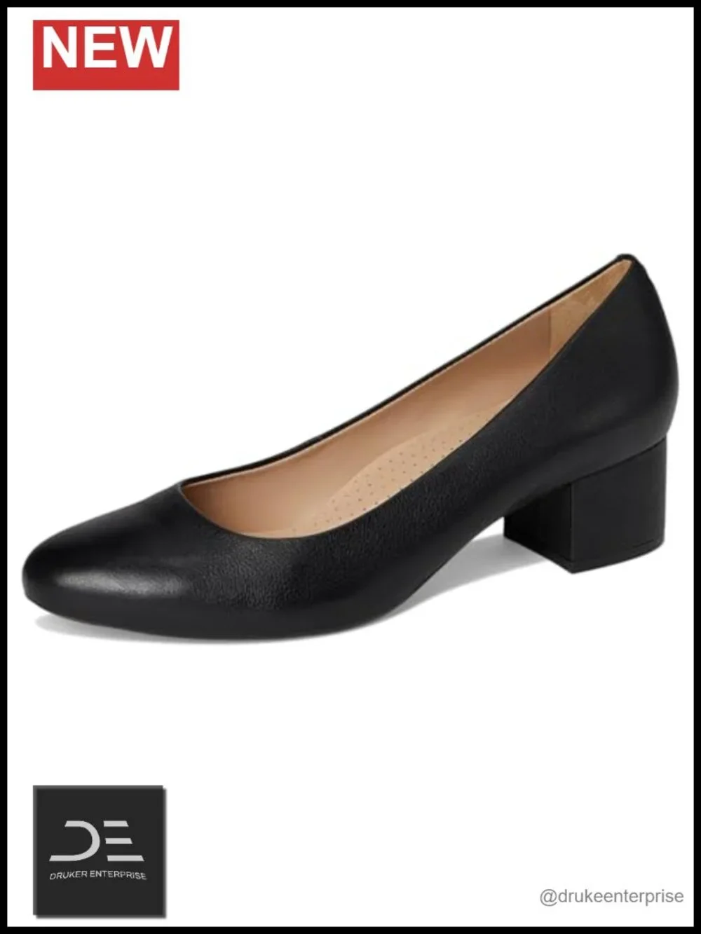 Women's Leather Block Heel Square Toe Pumps Formal